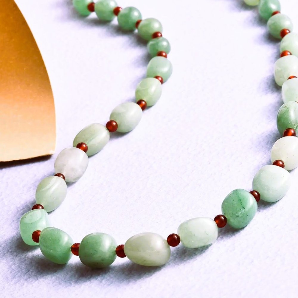 253.30 Carets Aventurine & Red Agate 925 Sterling Lobster Claw 20" Necklace